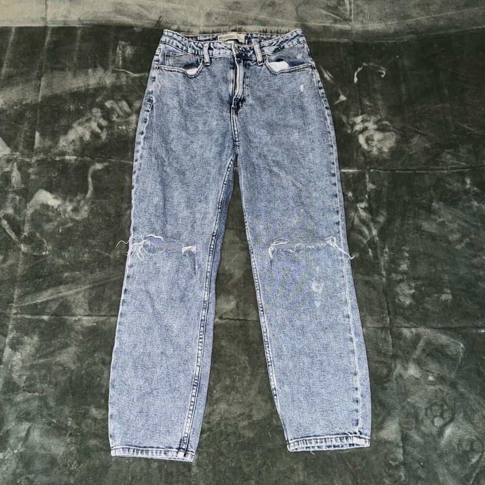 Abercrombie & Fitch High Rise Mom‎ Jeans Women's 27/4R Blue Denim Straight Leg